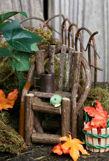 Rustic Wooden Twig Chair for Fairy Garder - Click Image to Close